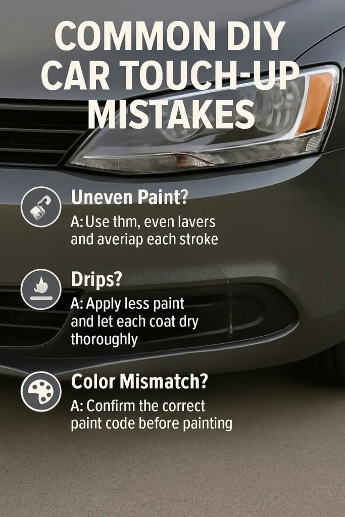 How to Fix Car Bumper Scratches Like a Pro: Your 2025 Guide to Touch-Up Paint Kits That Actually Work 5 DIY car touch up common mistakes infographic showing Q&A tips for successful paint repairs