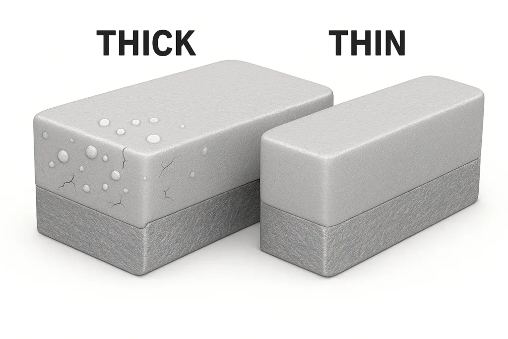 How Long Does Touch Up Paint Take to Dry? (Complete XtryFun Guide) 3 Cross-section of thick vs. thin paint layers showing differences in drying using a touch up paint kit