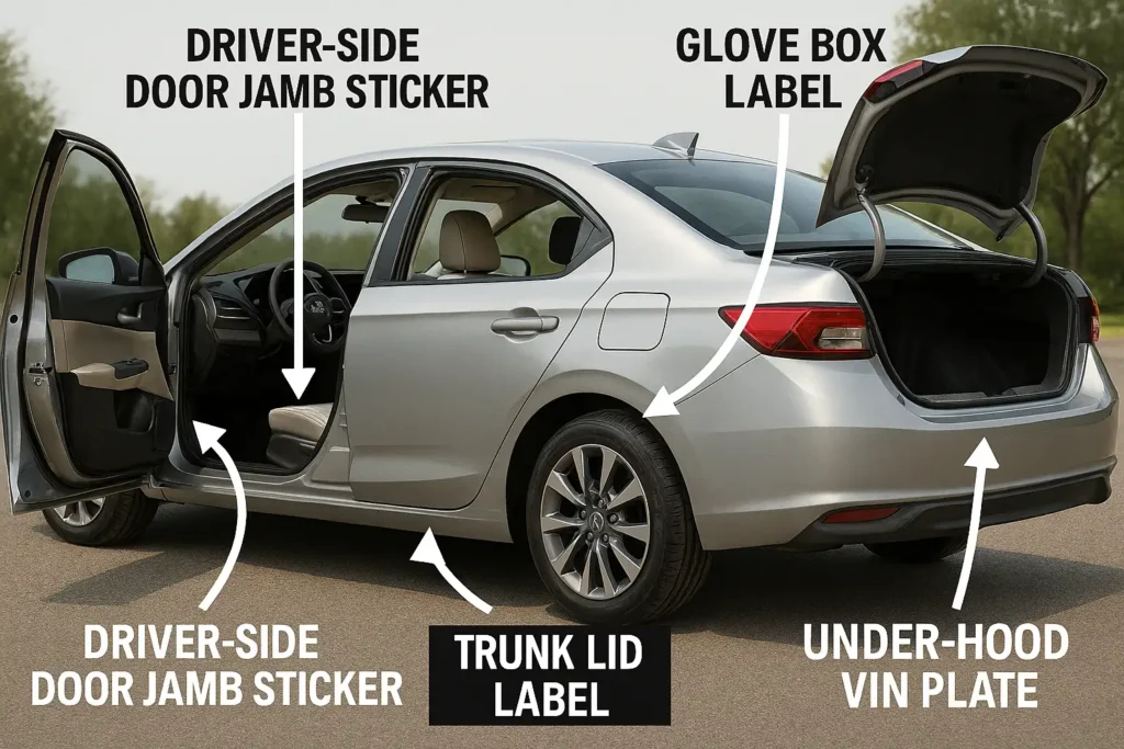How to Fix Car Bumper Scratches Like a Pro: Your 2025 Guide to Touch-Up Paint Kits That Actually Work 2 Step-by-step diagram showing how to locate your carβs paint code for touch up paint application
