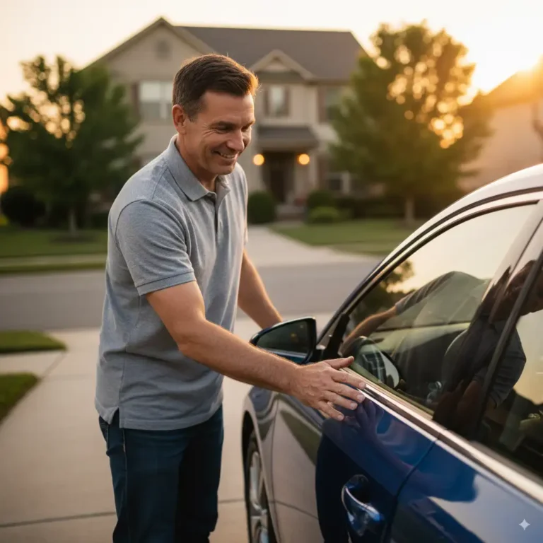 What is the best way to apply touch up paint? Easy DIY Tips to Fix Scratches at Home 4 Car owner smiling after car scratch repair