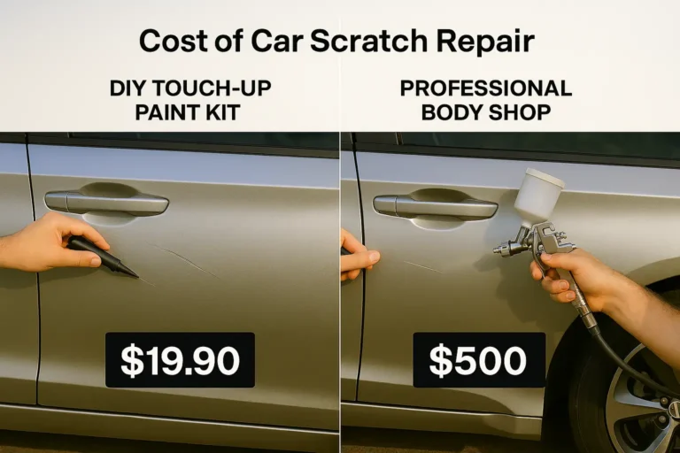 Honda Paint Pen: The Complete Guide to Fixing Scratches with a Touch Up Paint Kit 1 DIY vs body shop car scratch repair cost comparison infographic showing a Honda car scratch before and after repair.