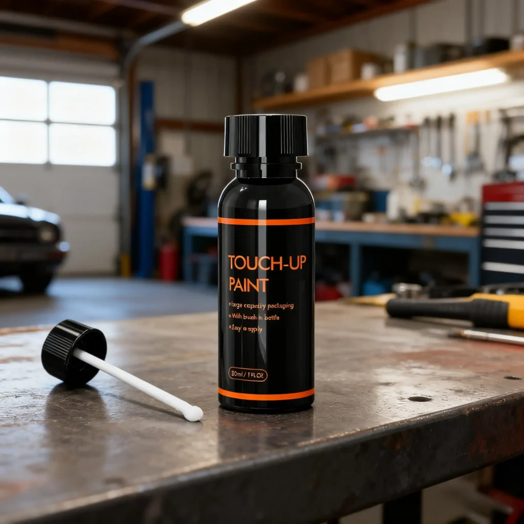 The Ultimate Honda Paint Pen Guide: Repair Scratches in Just 15 Minutes 6 Close-up of a car paint repair kit showing paint bottles, applicators, and tools for DIY scratch repair.